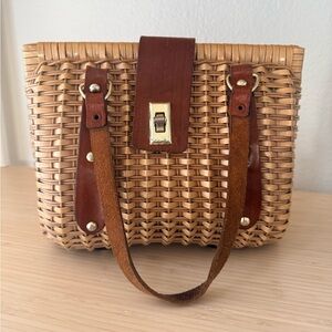 Vintage Woven Rattan Handbag Purse
